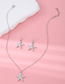 Fashion Silver Metal Diamond -inlaid Starfish Pendant Necklace Ear Ring Set