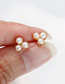 Fashion Gold Pearl Three -leaf Earrings