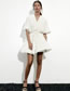 Fashion White Sweet -woven V -neck Buckle Tie Dress