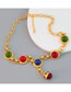 Fashion Golden Alloy Inlaid Round Resin Necklace