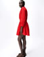Fashion Red Sweet Lapel V -neck Collection Waist Dress