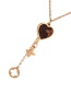 Fashion Rose Gold Titanium Steel Pu Old Pattern Love Pendant Flowing Su Four -leaf Grass Necklace