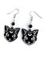 Fashion Black Alloy Geometric Cat Earrings