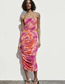 Fashion Rainbow Jewelry: Silk Net Print Fold Dress Dress