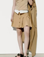 Fashion Khaki Blending Rolling Ribs Buckle Pleated Skirt