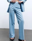 Fashion Blue High -waist High -waist Trousers