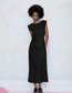 Fashion Black Capital Round Neck Fold Dress