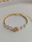 Fashion C Copper Gold -plated Pearl Beads Inlaid Diamond Moon Bracelet