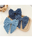Fashion Navy Blue Denim Fabric Bow Hair Clip