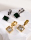 Fashion Gold+dark Green Titanium Steel Inlaid Block Pendant Pendant Ear Ring