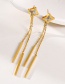 Fashion Gold Titanium Steel Shells Four -leaf Grass Flowing Earrings