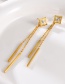 Fashion Gold Titanium Steel Shells Four -leaf Grass Flowing Earrings