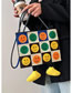 Fashion Blue Wool Knitted Smiley -faced Crossbody Bag