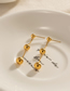 Fashion Gold Three Bead Earrings Of Stainless Steel