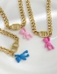 Fashion Blue Alphabet Double D Balloon Bear Pendant Twist Thick Chain Necklace