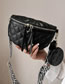 Fashion Black Pu Diamond Wide Shoulder Strap Oblique Crossbag