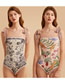 Fashion Double -pink Flower Polyester Double -sided Printed Lace Tie Swimsuit