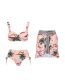 Fashion Biplocked Bikini+skirt Polyester Printed Lace Tie Split Swimsuit Three -piece Set