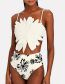Fashion Three -dimensional Flowers Polyester Printing Conjoined Swimsuit