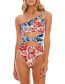 Fashion Red Hollow Contrasting Conjoined Conjoined Swimsuit