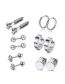 Fashion Silver Titanium Steel Inlaid Geometric Earrings Set