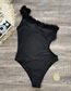 Fashion Black Polyester Lace Hollow Conjoined Swimsuit