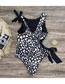 Fashion Leopard Print Polyester Printing Pleated Hollowed Out Swimsuit