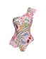 Fashion One-piece Swimsuit Polyester Printing Shoulder Connecting Swimsuit