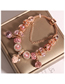Fashion Pink Rose Peach Heart Model Alloy Inlaid Diamond Flower Geometric Multi -element Bracelet