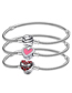 Fashion White Peach Heart Inlaid. Copper Silver -plated Diamond Loving Rhinestone Snake Bone Chain Bracelet