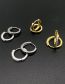 Fashion Steel Color 8mm Copper Inlaid Round Ear Ring