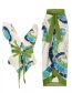 Fashion Green Polyester Printing Bonded Lotus Leaf Band -tie Conjoined Swimsuit