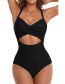 Fashion Black Polyester Hills Hollow Conjoined Swimsuit