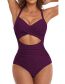 Fashion Rose Red Polyester Hills Hollow Conjoined Swimsuit