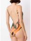 Fashion Yellow Polyester Printing Conjoined Swimsuit