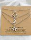 Fashion Sun Moon Star Card Kc Gold Titanium Steel Sun Moon Pentagram Necklace Set