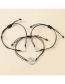 Fashion Black Stainless Steel Hollow Heart Bracelet Set Of 3