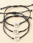 Fashion Black Titanium Steel Hollow Heart Braided Bracelet Set