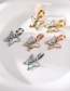 Fashion Rose Gold Titanium Steel Inlaid Zirconium Butterfly Shell Earrings Earrings