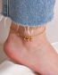 Fashion Rose Gold Titanium Sequin Butterfly Pendant Tassel Beaded Anklet