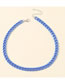 Fashion Royal Blue Metal Geometric Chain Necklace
