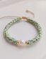 Fashion 1# Colored Polymer Clay Pearl Drop Oil Leaf Beaded Pig Nose Bracelet Set