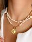 Fashion 2# Pearl Beaded Moon Medal Necklace