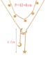 Fashion Gold Titanium Steel Double Shell Crescent Pendant Tassel Y Necklace