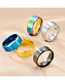 Fashion Color Plain Beveled Edge Brushed Titanium Steel Ring