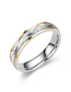 Fashion Gold - A Pair Of Suits Titanium Steel Diamond Two-tone Ring Set