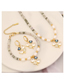 Fashion 1# Malachite Necklace Geometric Malachite Pearl Beaded Oil Drip Eye Clover Necklace