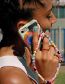 Fashion 2# Multi-coloured Figurine Striped Eye Beaded Mobile Phone Chain