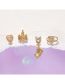 Fashion Gold Gold Plated Copper And Zirconia Heart Bear Earring Set