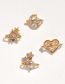 Fashion Gold Gold Plated Copper With Zirconia Star And Moon Heart Earrings Set